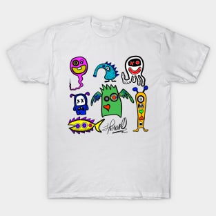 aliens doodles art T-Shirt